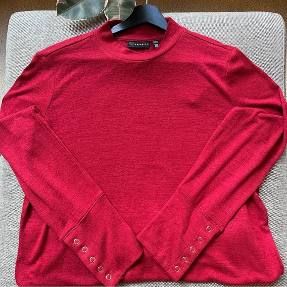 π NWT Rafaella Red Long Sleeve Gold Button Sweater, Size: XL - Picture 7 of 13